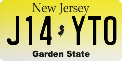 NJ license plate J14YTO