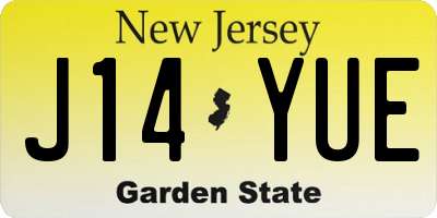 NJ license plate J14YUE