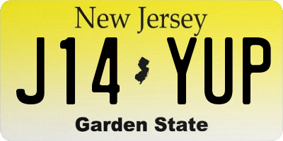 NJ license plate J14YUP