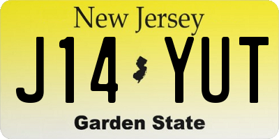 NJ license plate J14YUT