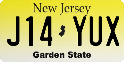 NJ license plate J14YUX