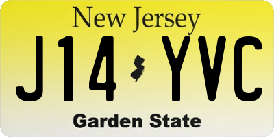 NJ license plate J14YVC