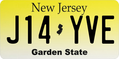 NJ license plate J14YVE