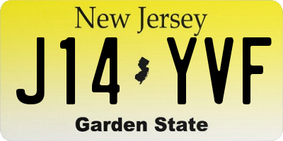 NJ license plate J14YVF