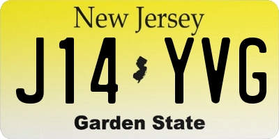 NJ license plate J14YVG