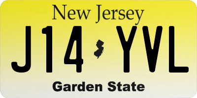 NJ license plate J14YVL