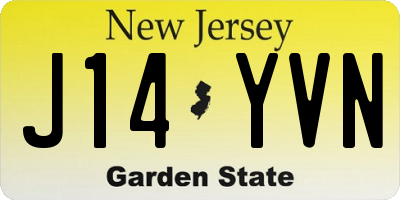 NJ license plate J14YVN