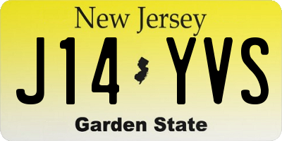 NJ license plate J14YVS
