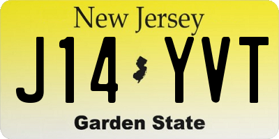 NJ license plate J14YVT