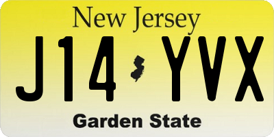 NJ license plate J14YVX