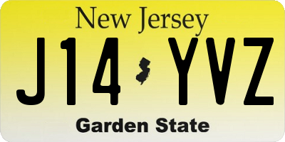 NJ license plate J14YVZ
