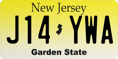 NJ license plate J14YWA