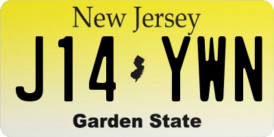 NJ license plate J14YWN