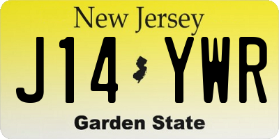 NJ license plate J14YWR