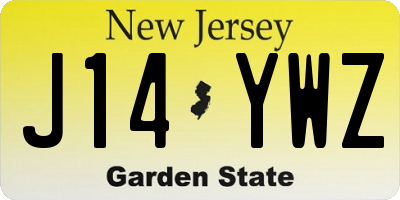 NJ license plate J14YWZ