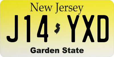 NJ license plate J14YXD