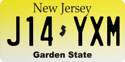 NJ license plate J14YXM