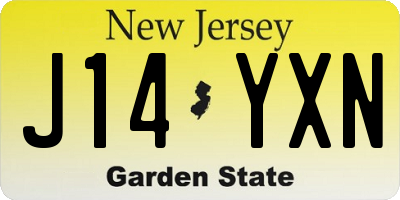 NJ license plate J14YXN