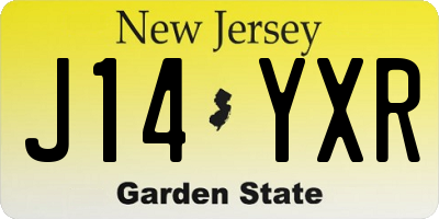 NJ license plate J14YXR