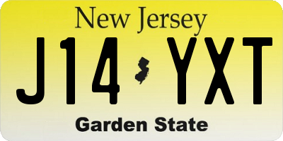 NJ license plate J14YXT