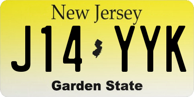 NJ license plate J14YYK