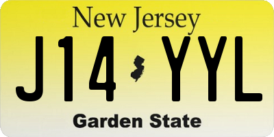 NJ license plate J14YYL