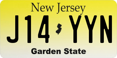 NJ license plate J14YYN