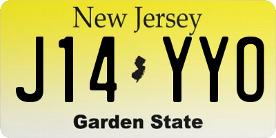 NJ license plate J14YYO
