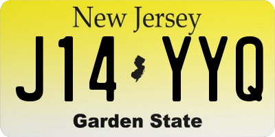 NJ license plate J14YYQ