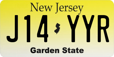 NJ license plate J14YYR
