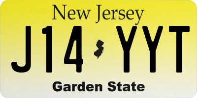 NJ license plate J14YYT