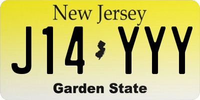 NJ license plate J14YYY