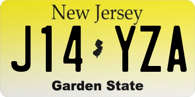 NJ license plate J14YZA
