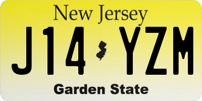 NJ license plate J14YZM