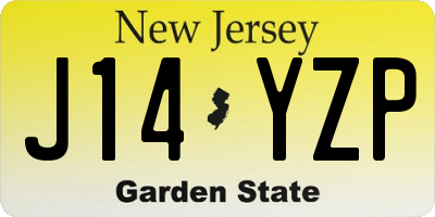 NJ license plate J14YZP