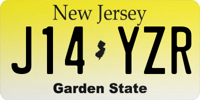 NJ license plate J14YZR