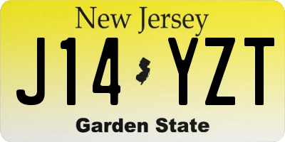 NJ license plate J14YZT