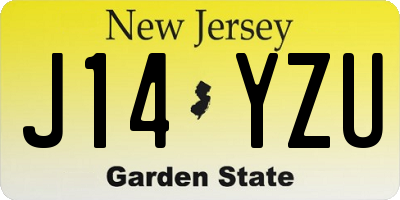 NJ license plate J14YZU