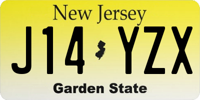 NJ license plate J14YZX