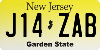 NJ license plate J14ZAB