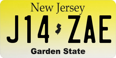 NJ license plate J14ZAE