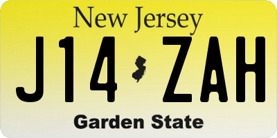 NJ license plate J14ZAH