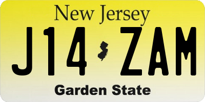 NJ license plate J14ZAM
