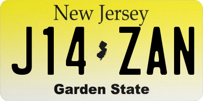 NJ license plate J14ZAN