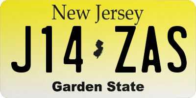 NJ license plate J14ZAS