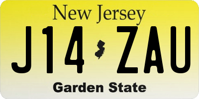 NJ license plate J14ZAU