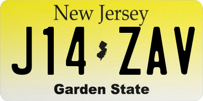 NJ license plate J14ZAV