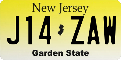 NJ license plate J14ZAW