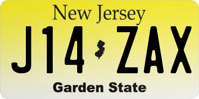 NJ license plate J14ZAX