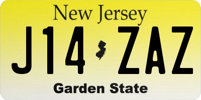 NJ license plate J14ZAZ